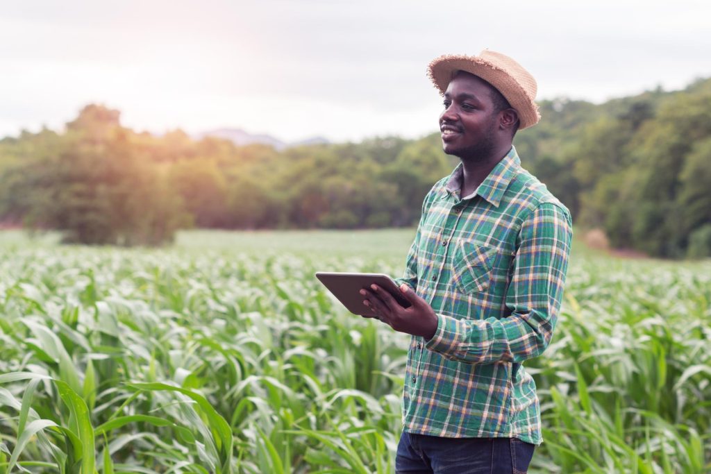 Man out in nature in the fields